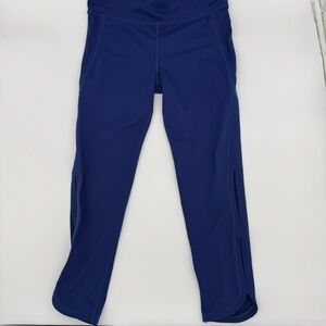 Free People Movement Blue Cropped Leggings with Ankle Slit — Size Medium